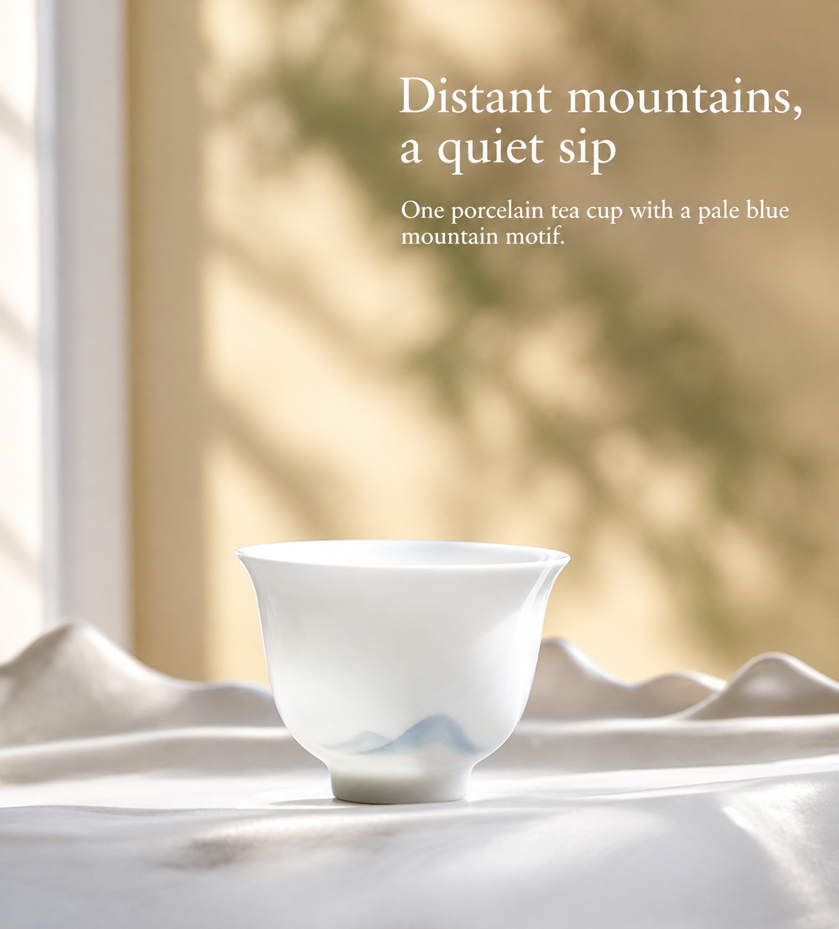 Distant mountains, a quiet sip