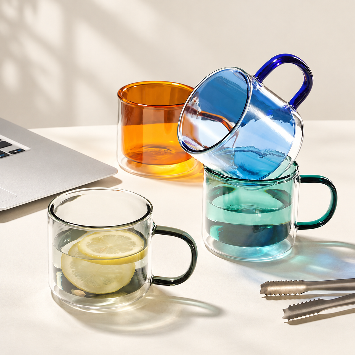 Colored Double-Wall Glass Mug — image 1