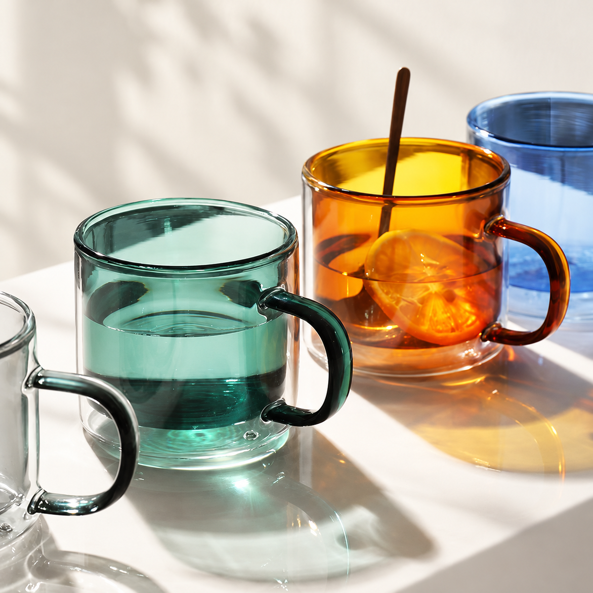 Colored Double-Wall Glass Mug — image 6
