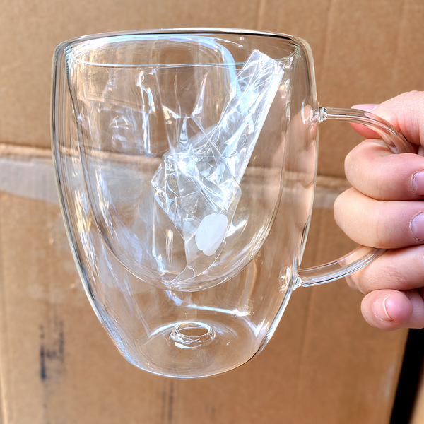 Clear Double-Wall Glass Mug with Fill Port