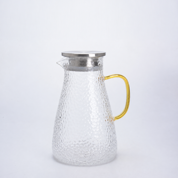Hammered Glass Pitcher with Gold-Tone Handle