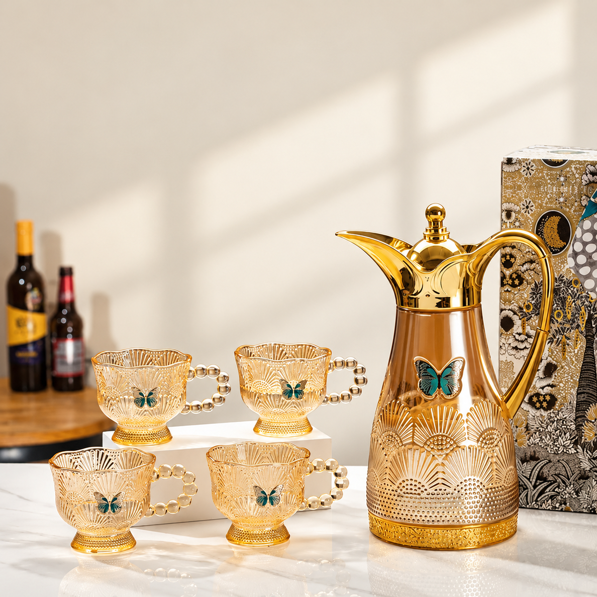 Amber Fan-Shaped 5-Piece Set · Approx. 1.8 L