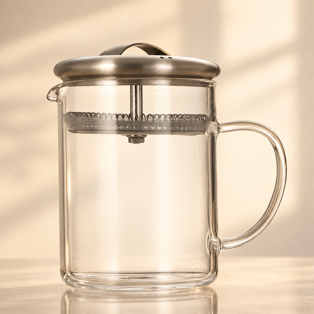 Glass Tea Pitcher with Silver Filter Lid — image 6
