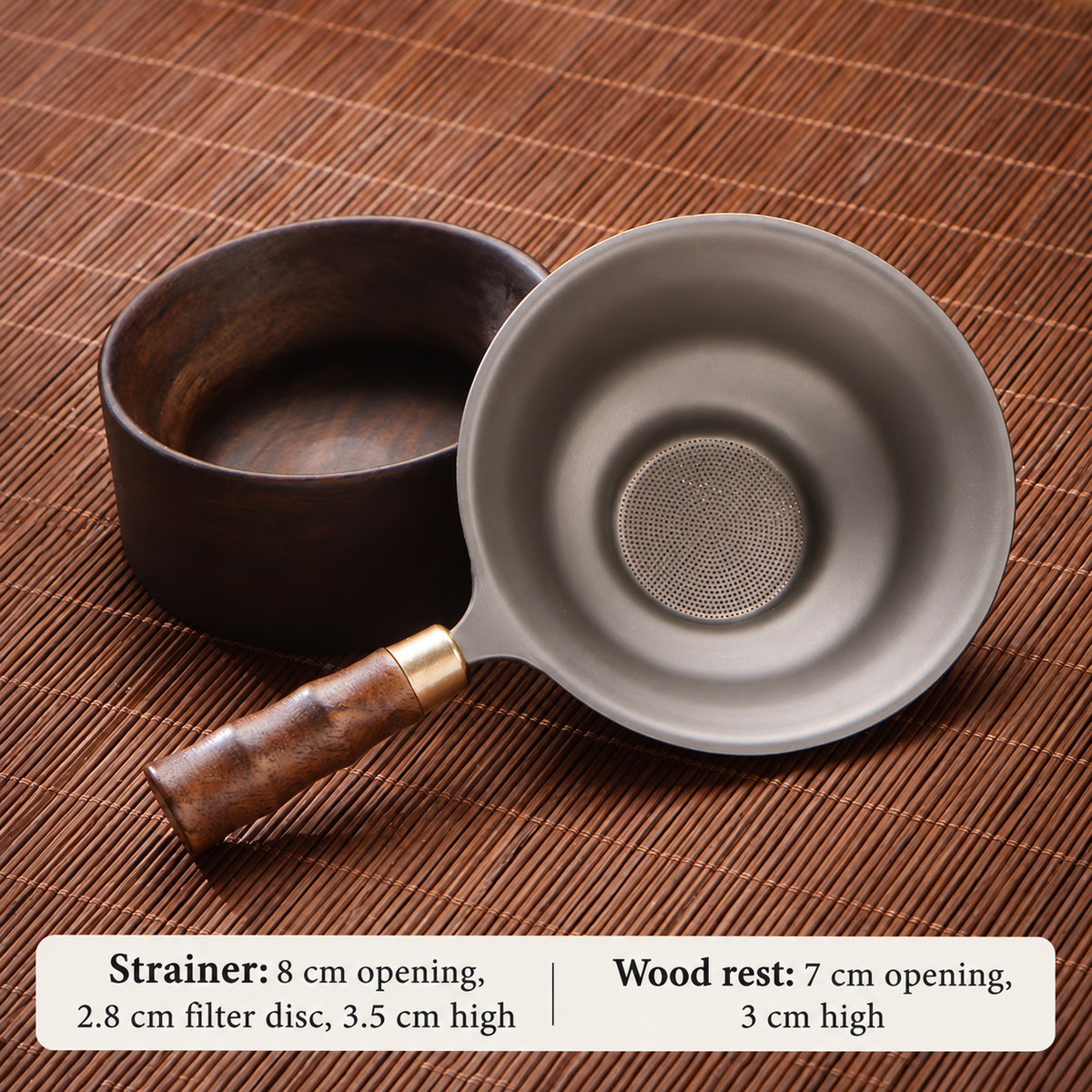 Strainer with Wood Rest