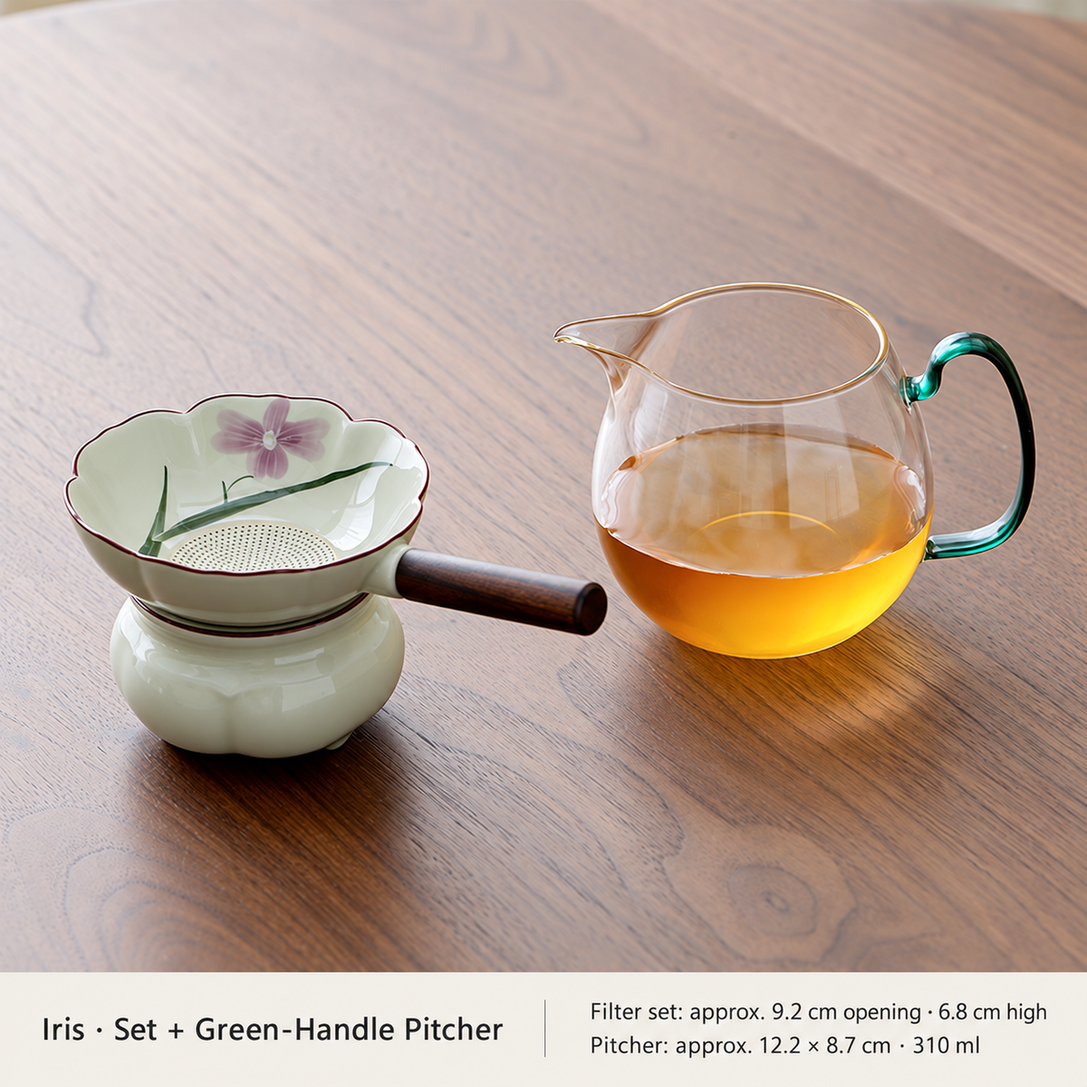 Iris · Set + Green-Handle Pitcher