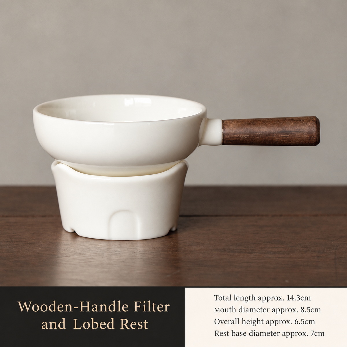 Wooden-Handle Filter and Lobed Rest