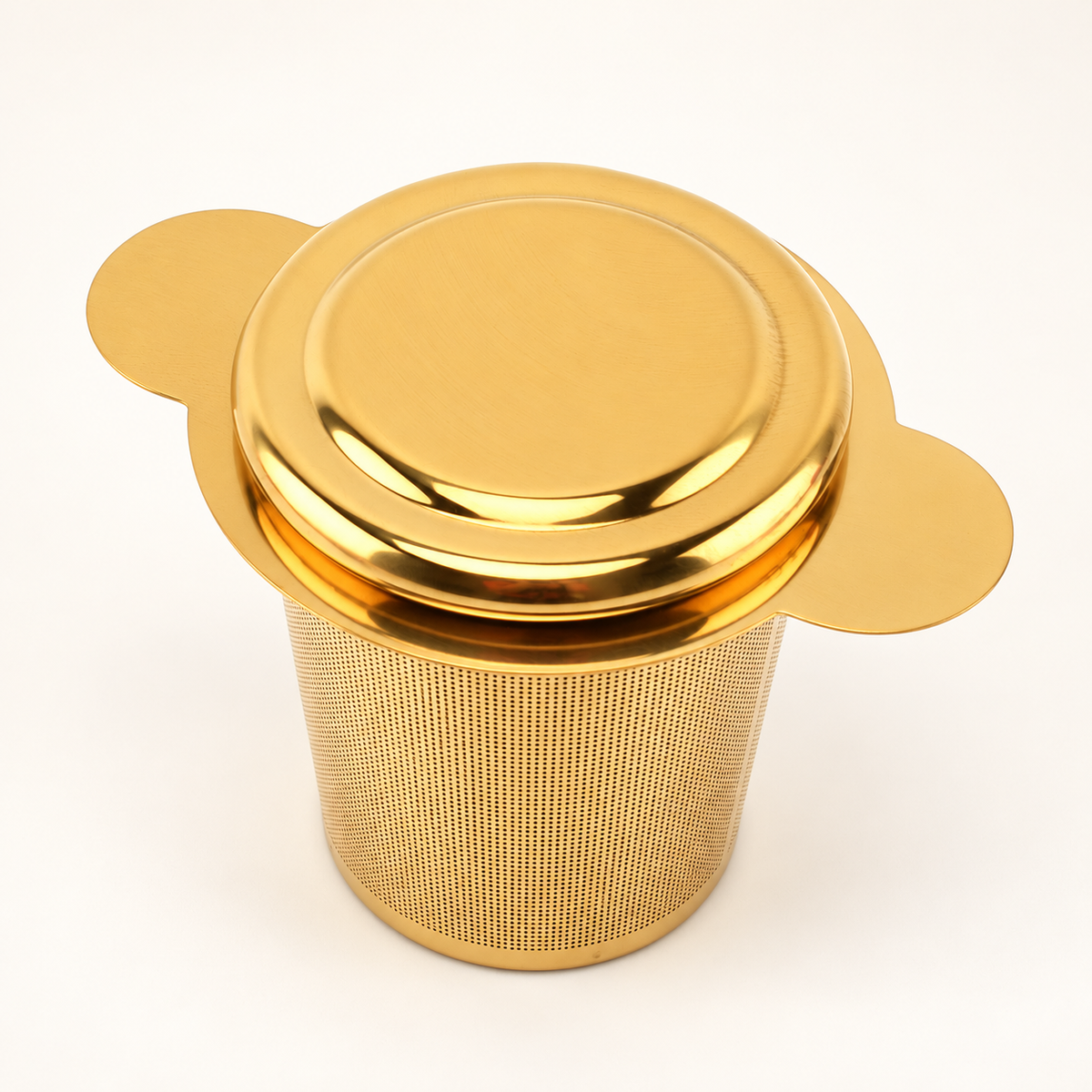 Gold-Tone Tea Infuser Basket with Lid - source image 1