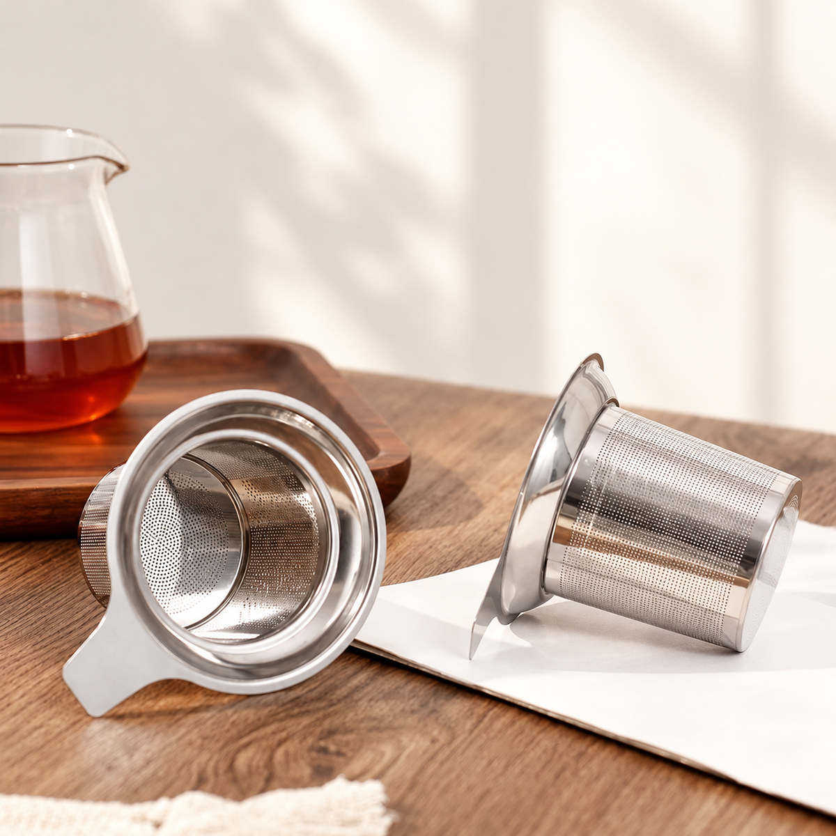 Silver Perforated Tea Basket with Side Tab — image 4