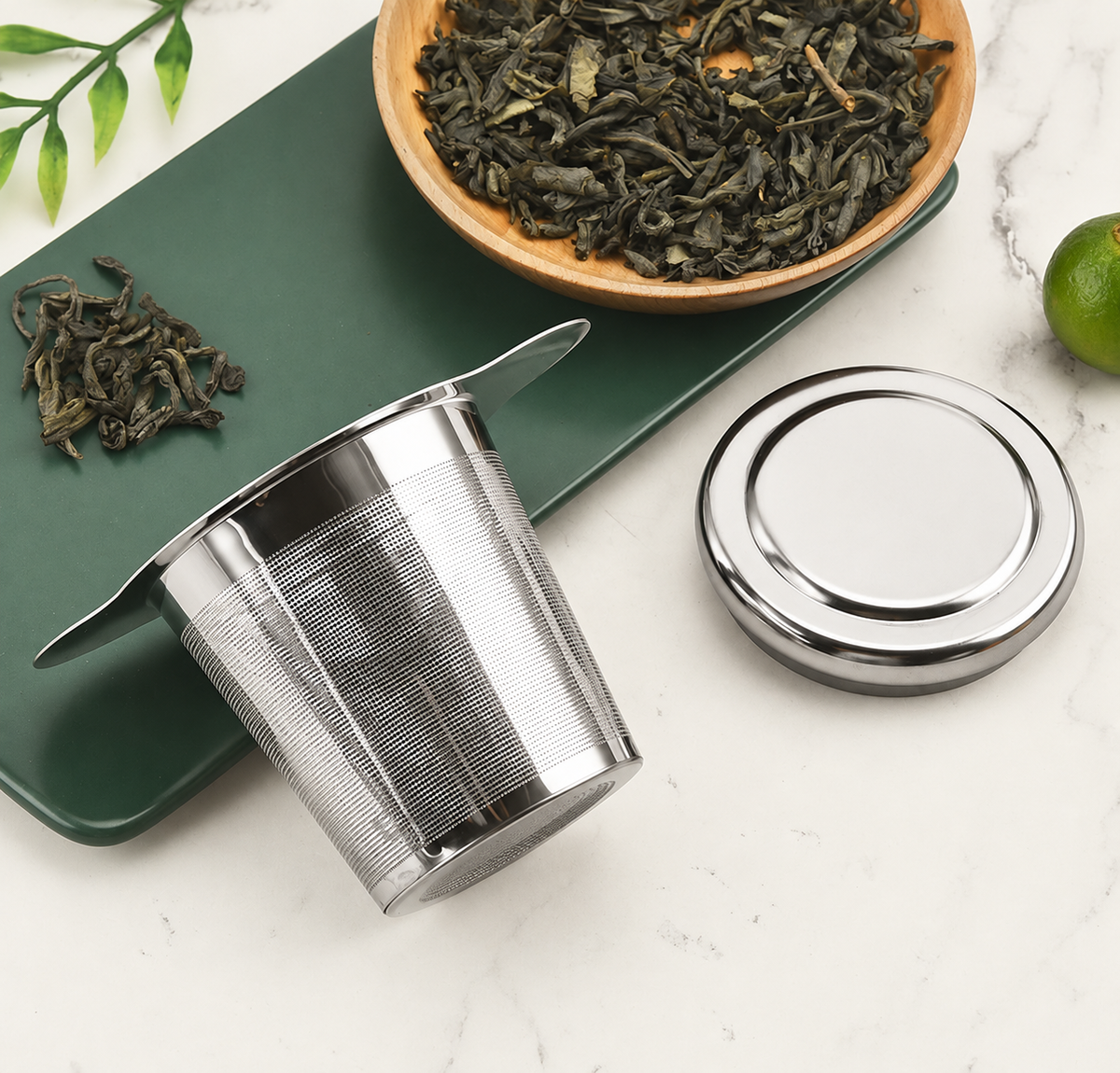 Silver Basket Tea Infuser with Lid - source image 2
