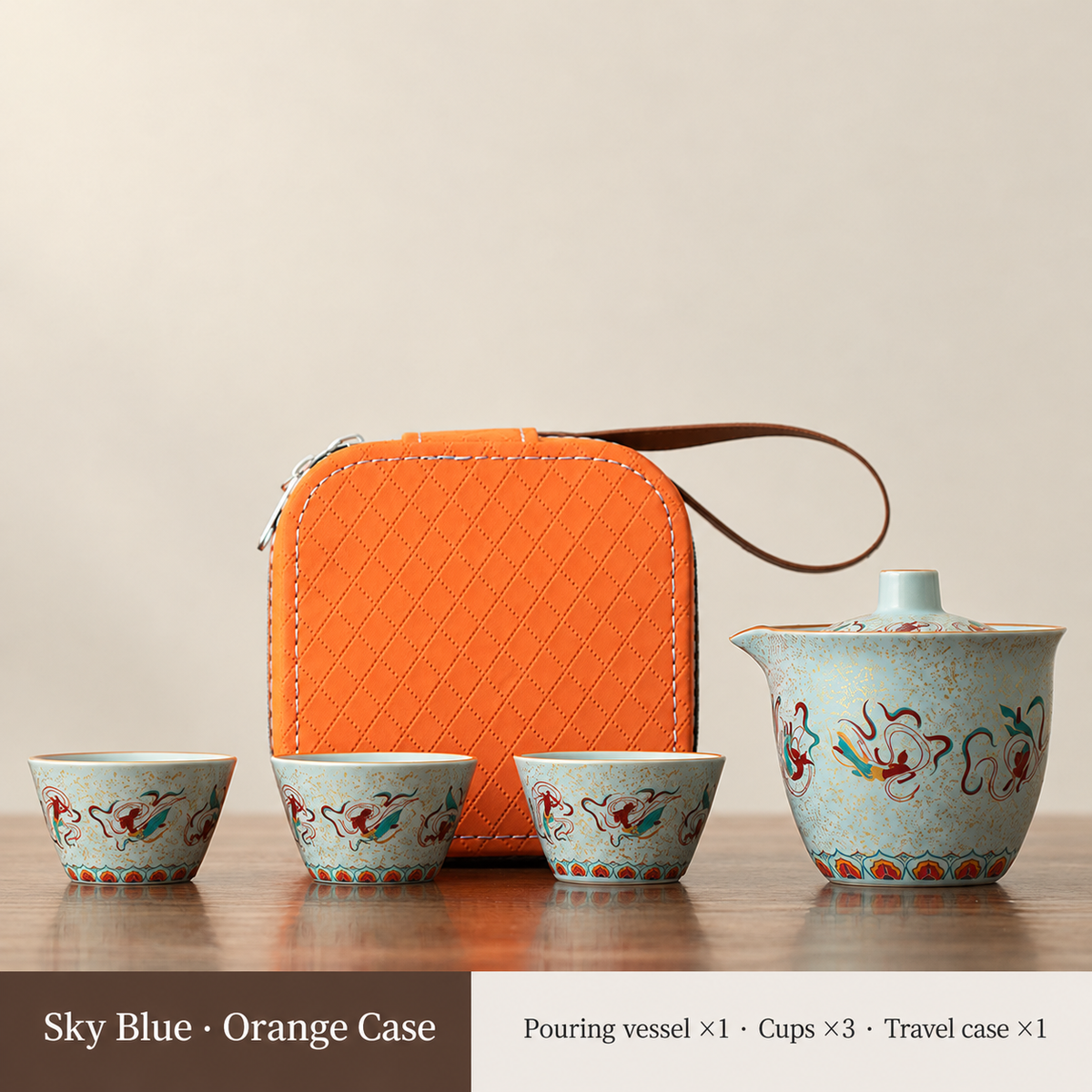 Sky Blue / Orange Case / 3 Cups