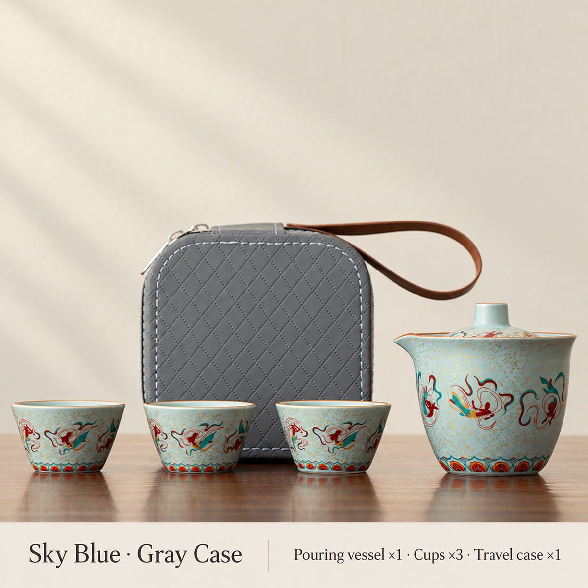 Sky Blue / Gray Case / 3 Cups