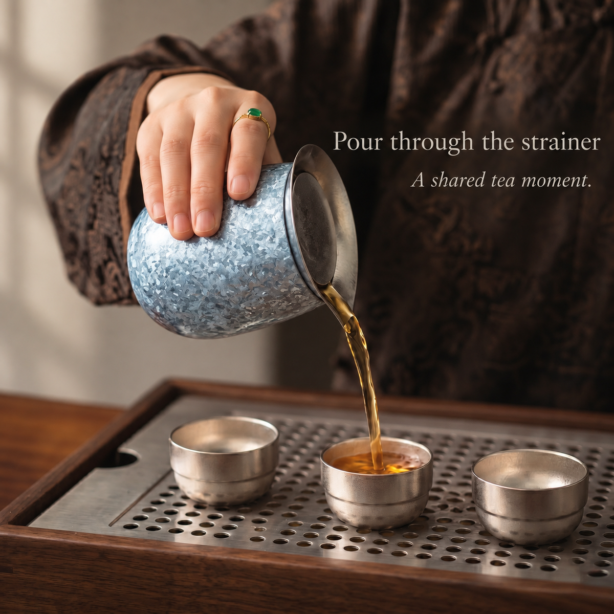 Pour through the strainer