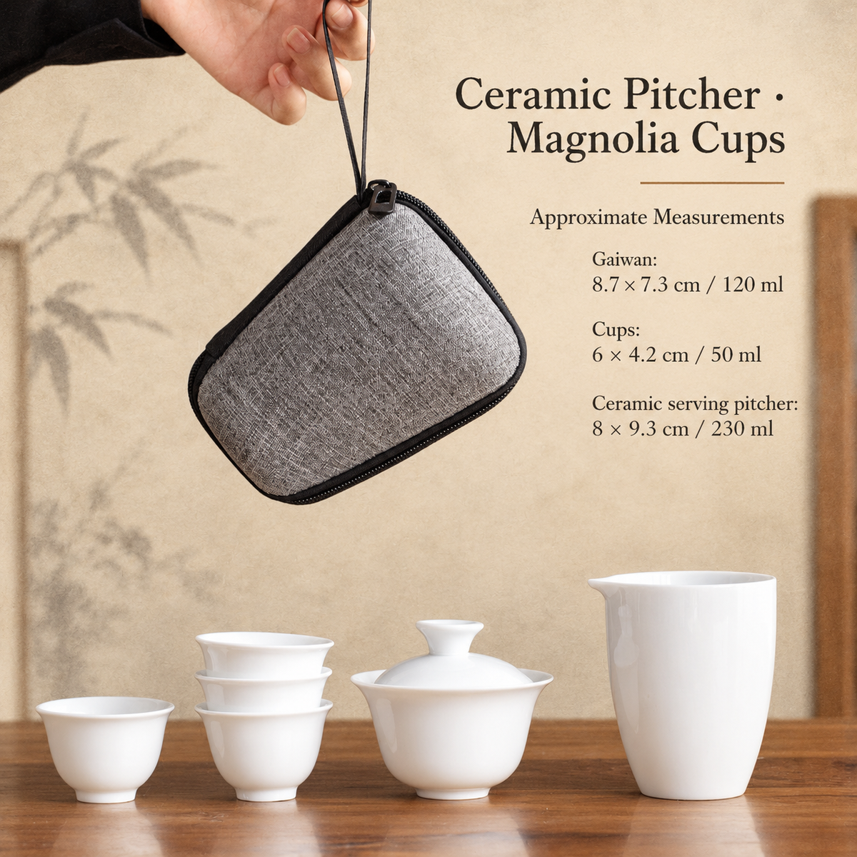 Ceramic Pitcher · Magnolia Cups