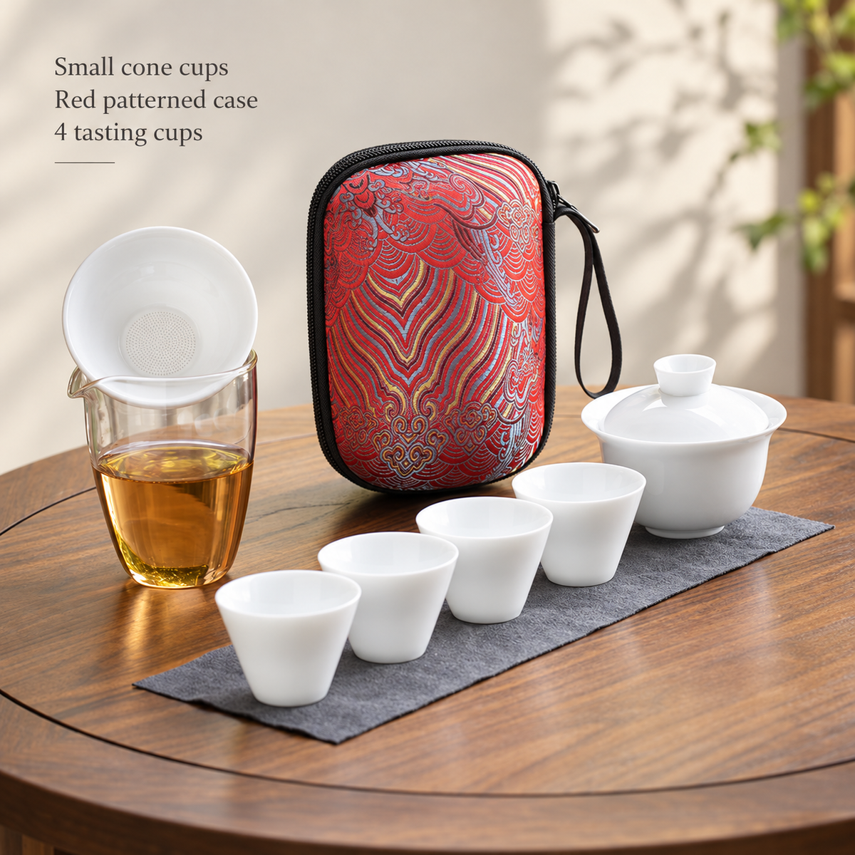 Small cone cups / Red patterned case