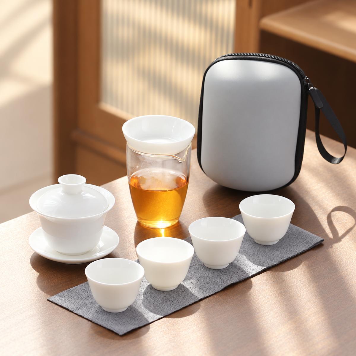 Plain White · Four Cups · Without Tray