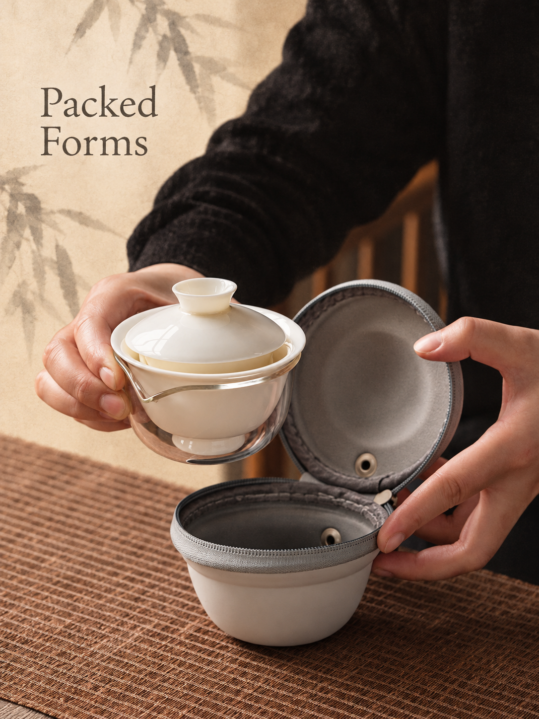 White Ceramic Gaiwan Travel Tea Sets — image 1