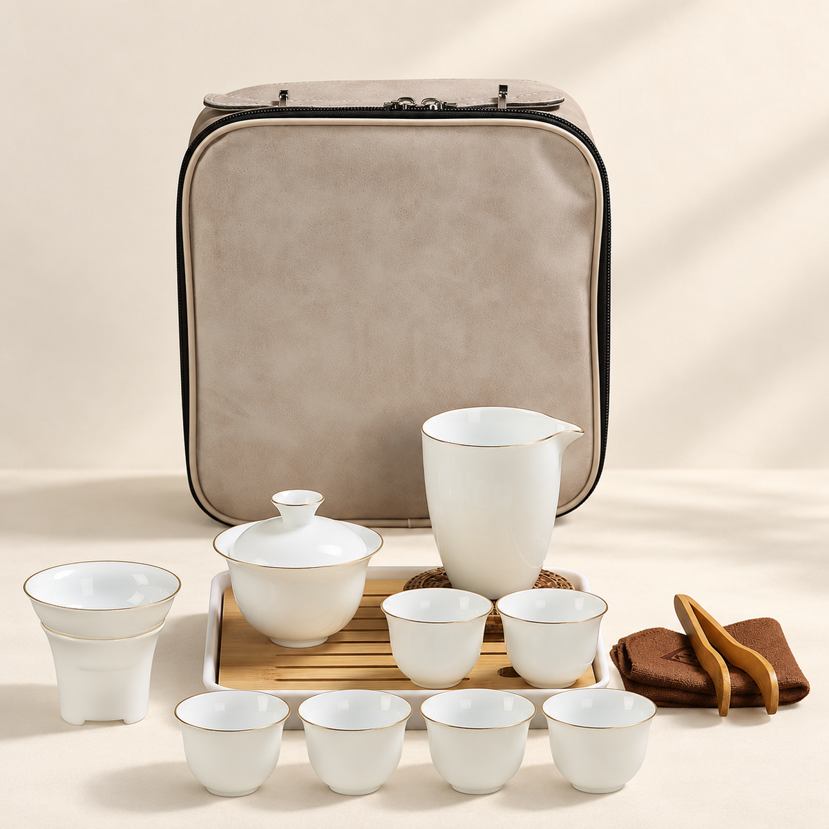 White Porcelain Travel Gaiwan Tea Set — image 5