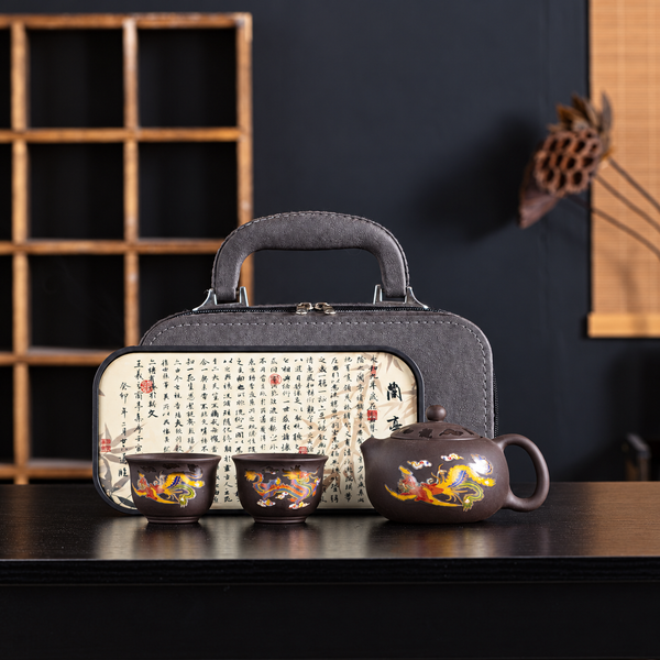 Decorated Two-Cup Travel Teapot Sets