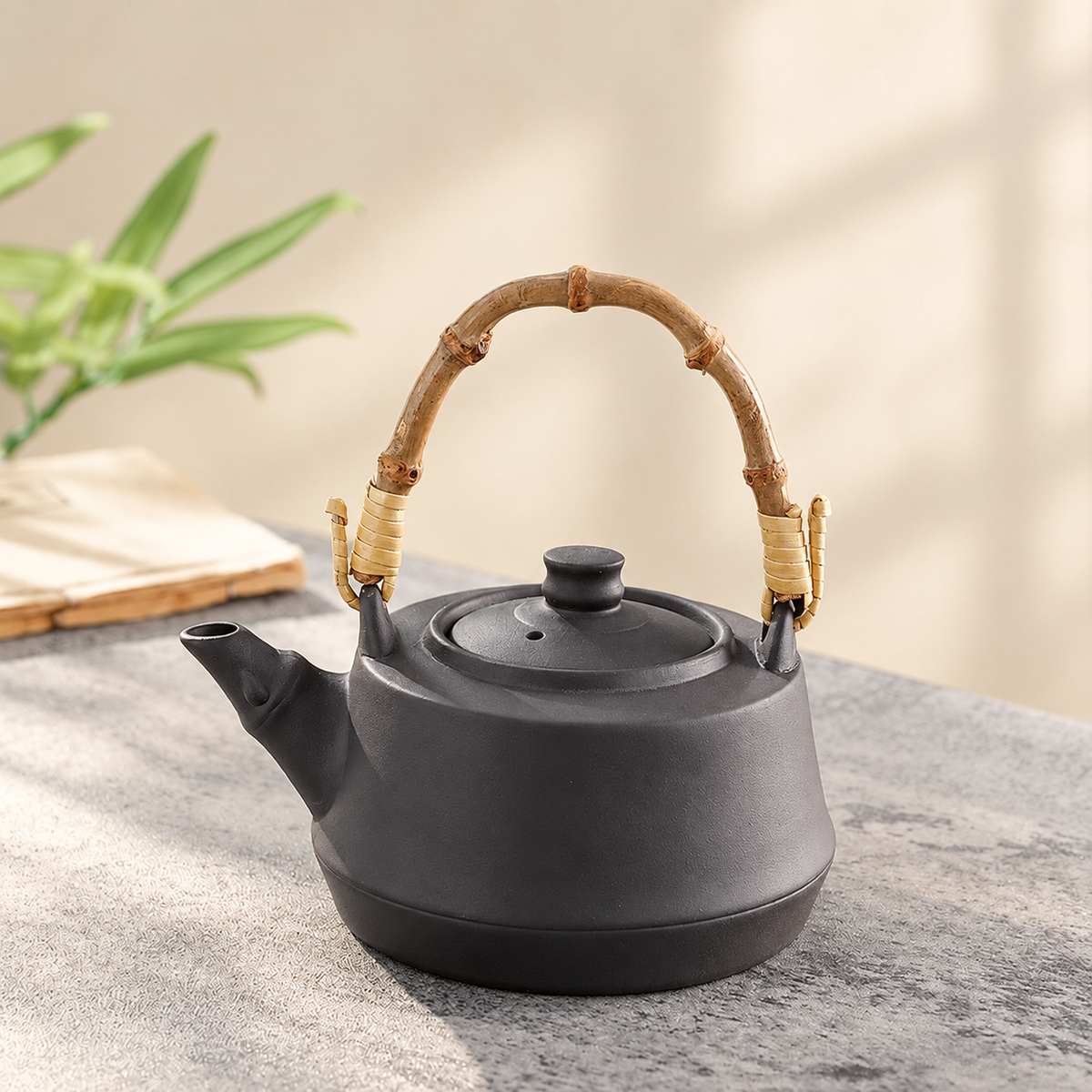 Clay Teapot with Natural Wood Handle — image 6