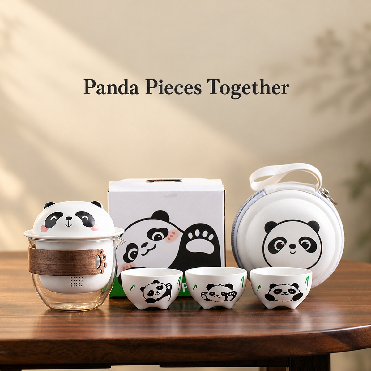 Panda Travel Tea Set with Three Cups — image 3