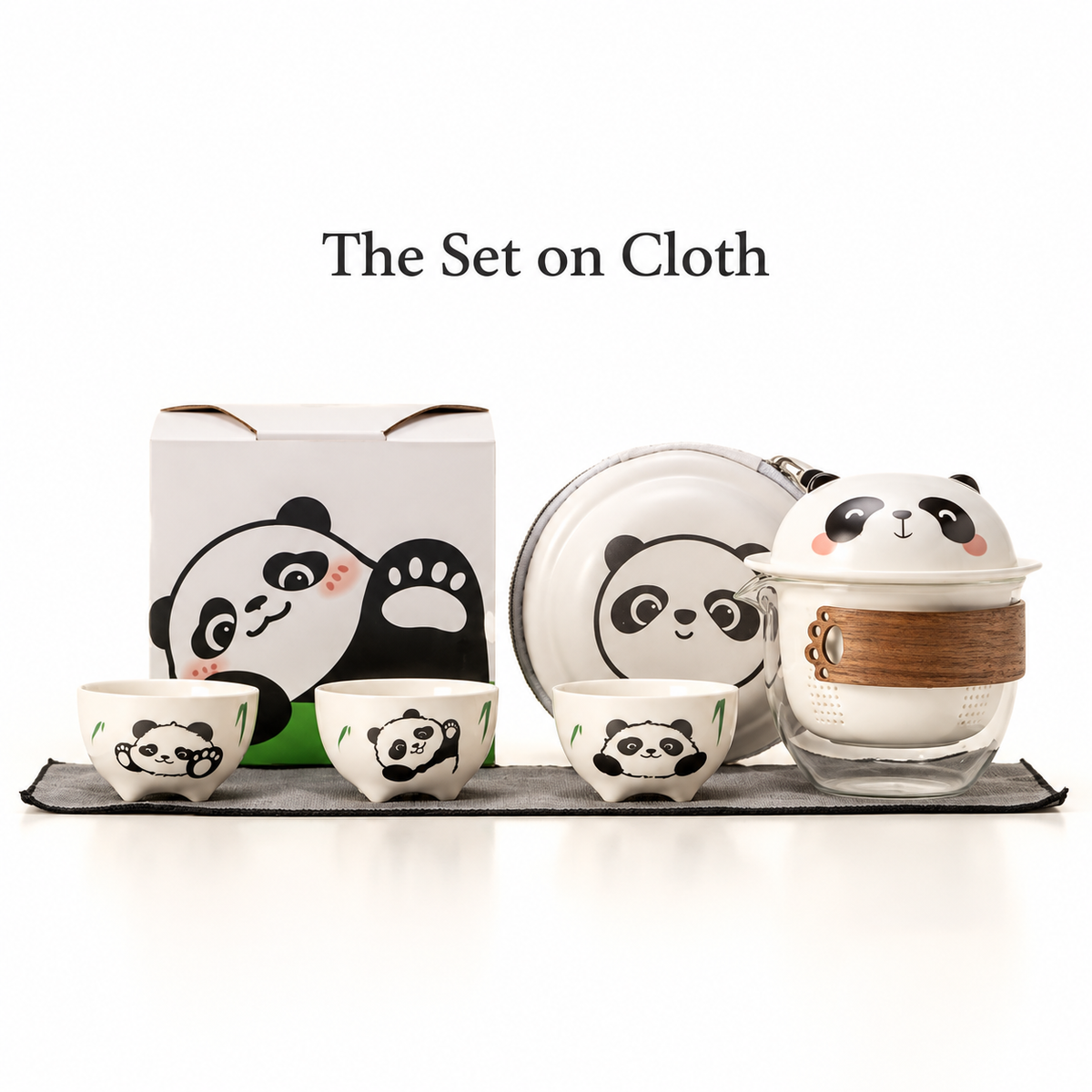 Panda Travel Tea Set with Three Cups — image 5