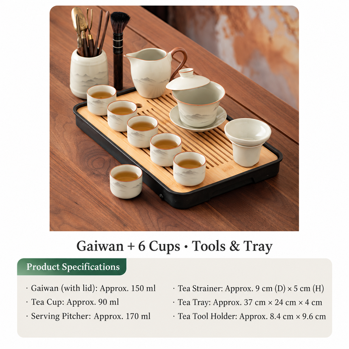 Gaiwan + 6 Cups - Tools & Tray