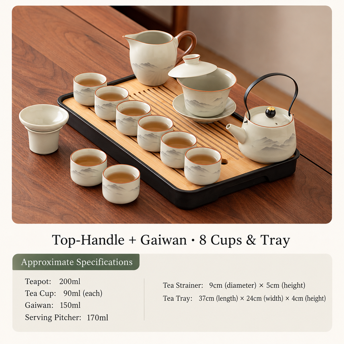 Top-Handle + Gaiwan - 8 Cups & Tray
