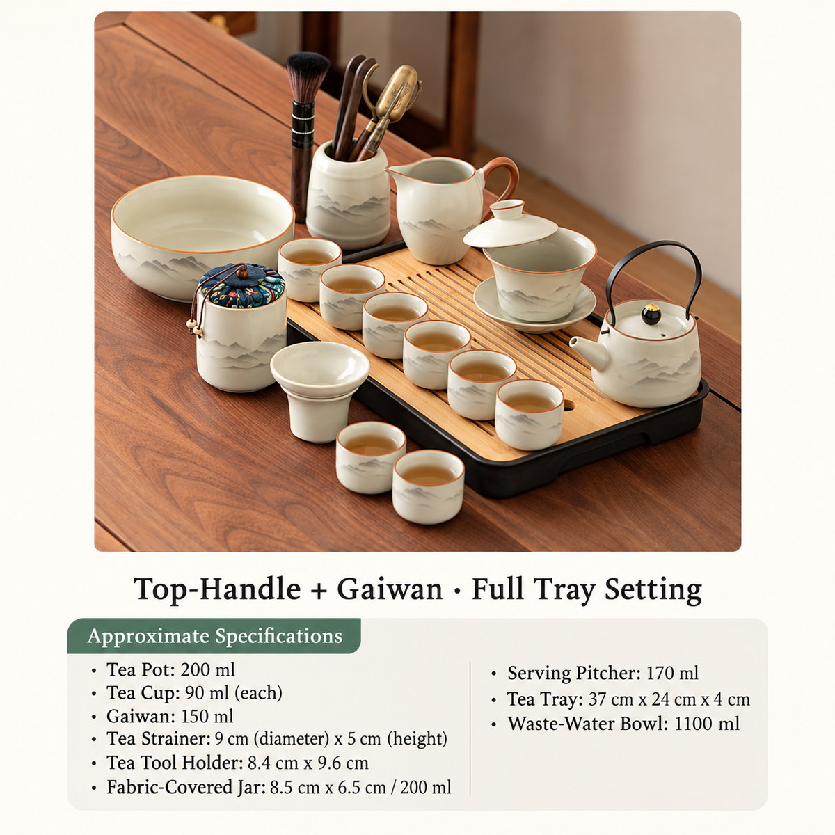 Top-Handle + Gaiwan - Full Tray Setting