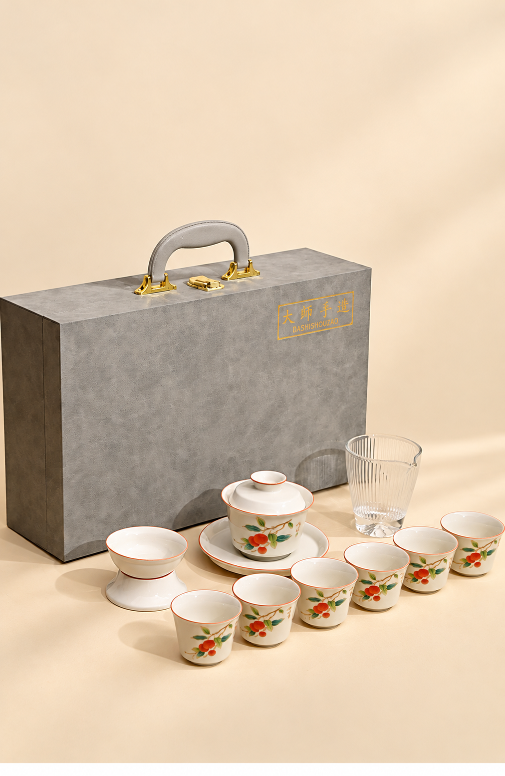 Ivory Ceramics and Persimmon Motifs