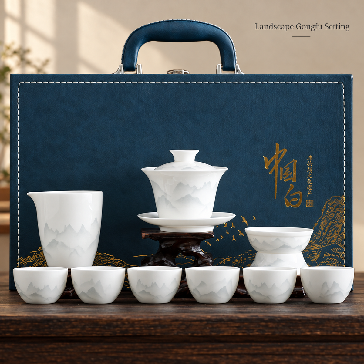 Landscape & Floral Ceramic Gongfu Tea Sets — image 22