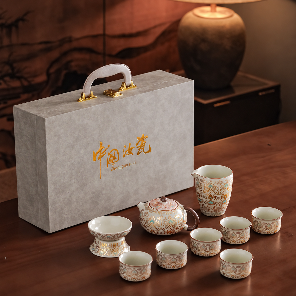 Dunhuang Motif Ceramic Gongfu Tea Set — image 2
