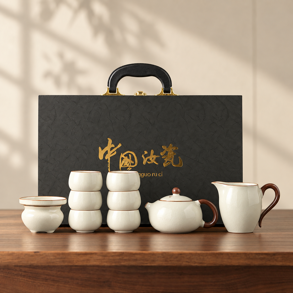 Crackle-Glaze Gongfu Tea Set with Carry Case — image 6