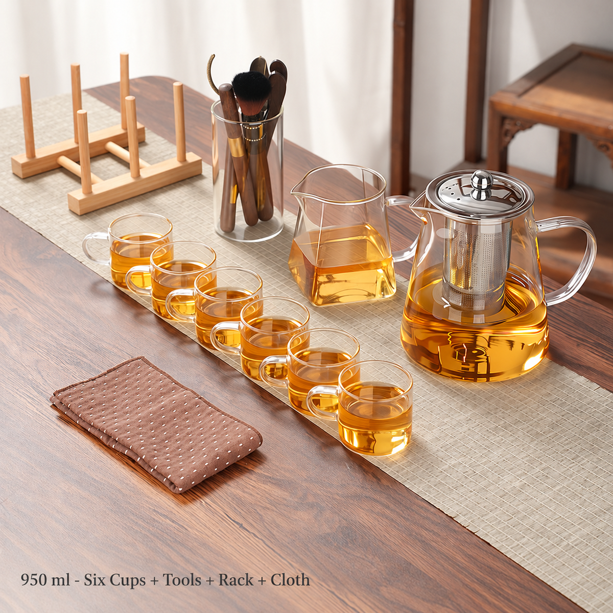 950 ml - Six Cups + Tools + Rack + Cloth