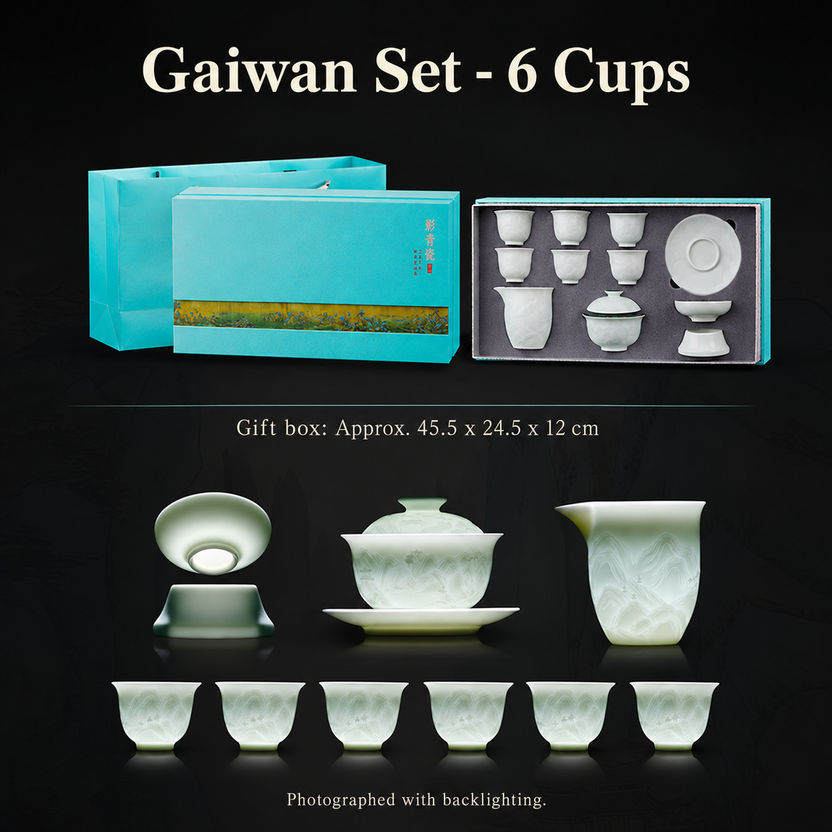 Landscape Relief Porcelain Gongfu Tea Set — image 8