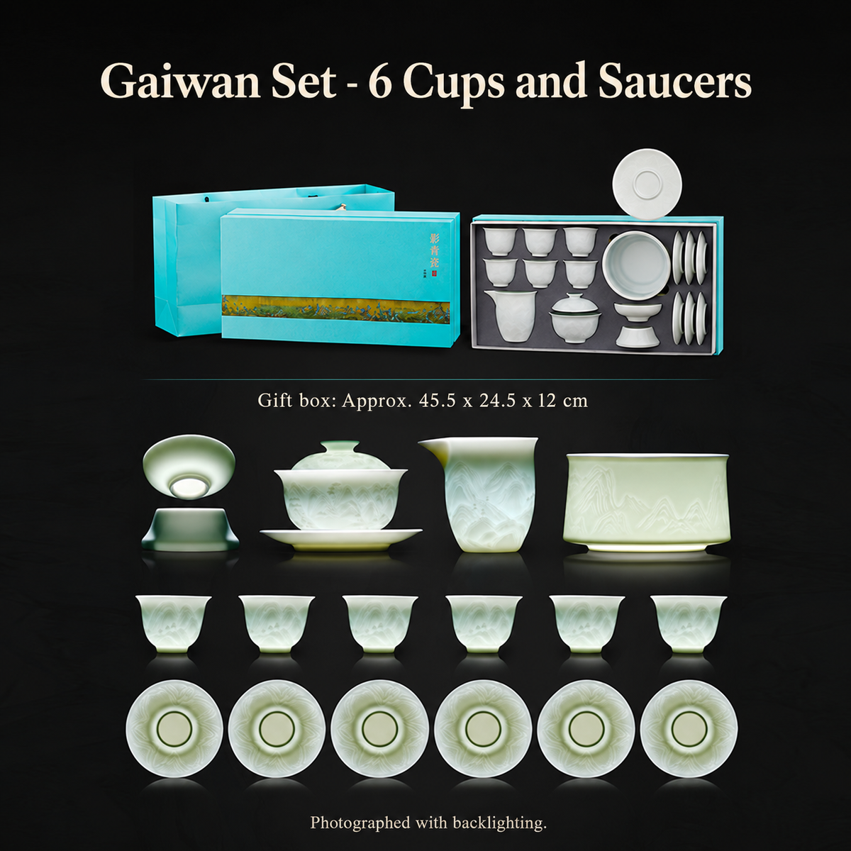 Landscape Relief Porcelain Gongfu Tea Set — image 11