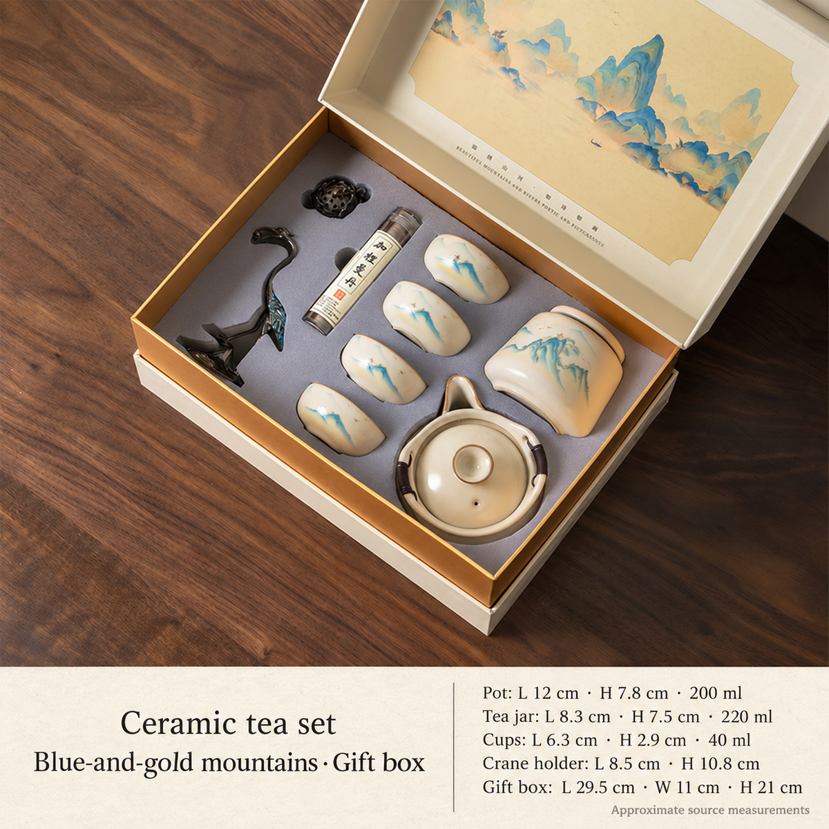 Blue-and-gold mountains — Crane incense holder