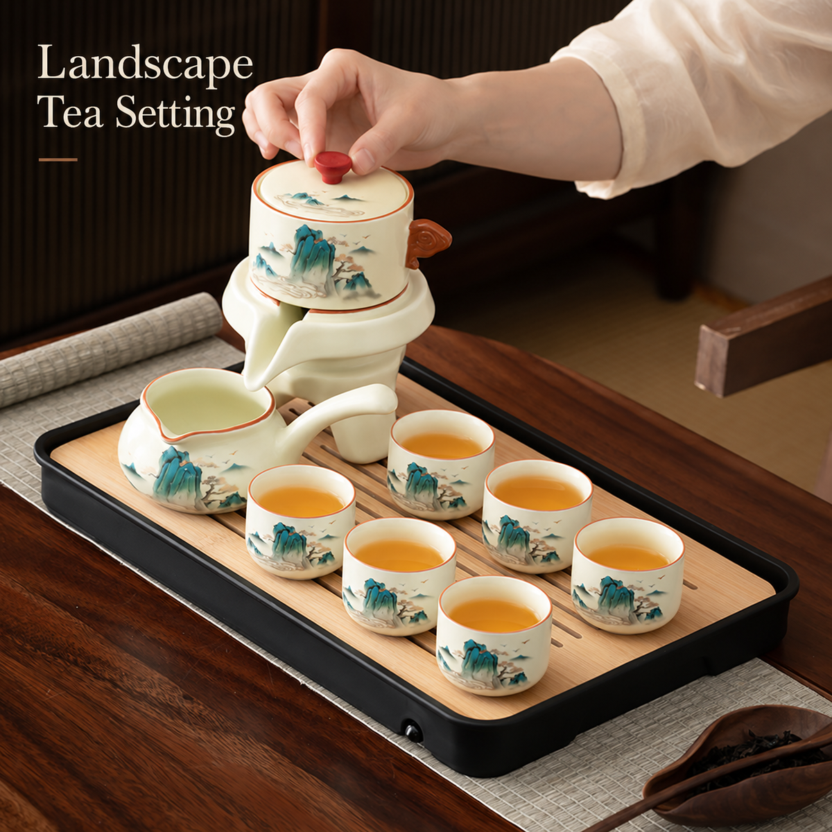 Landscape Ceramic Rotating Brewer Tea Sets — image 2