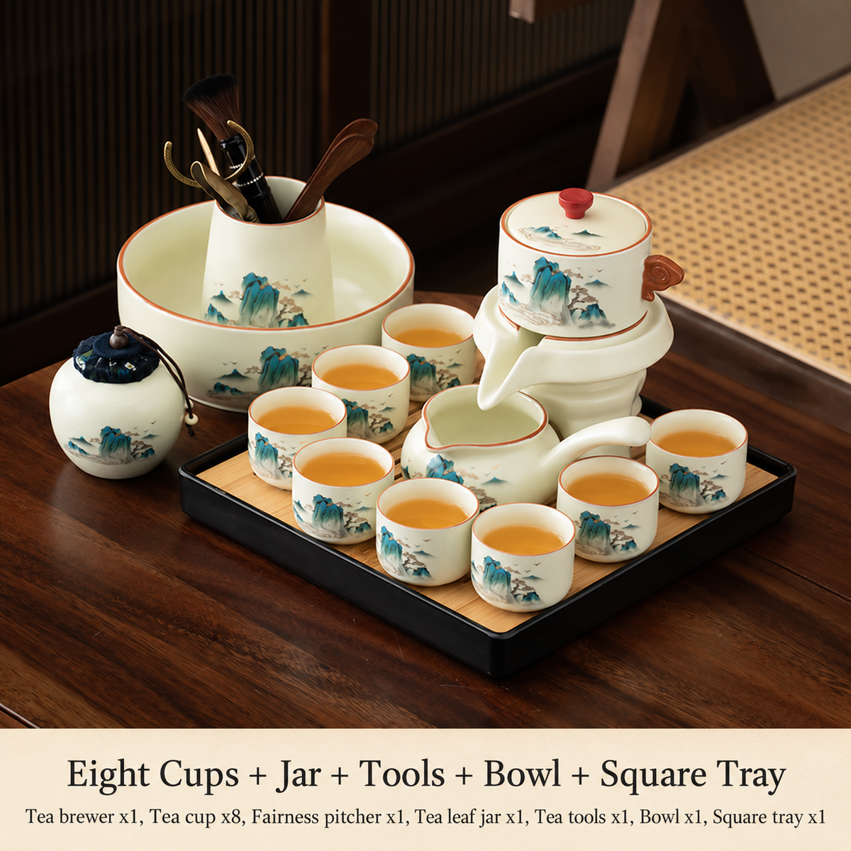 Eight Cups + Jar + Tools + Bowl + Square Tray