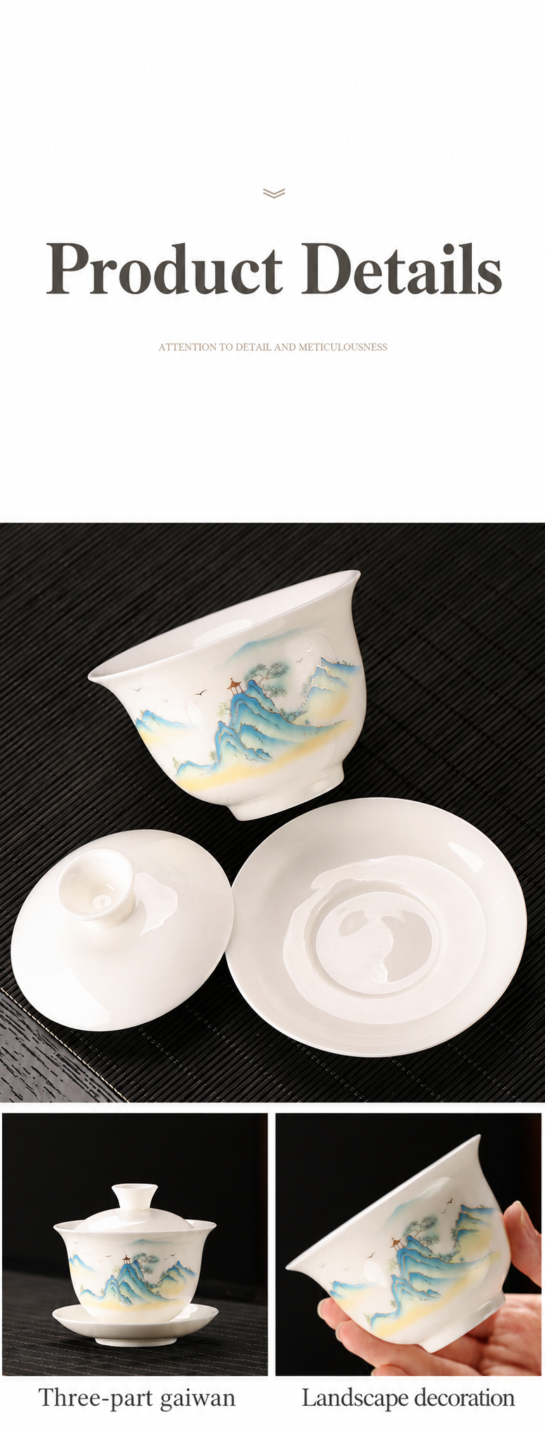 Three-part gaiwan detail