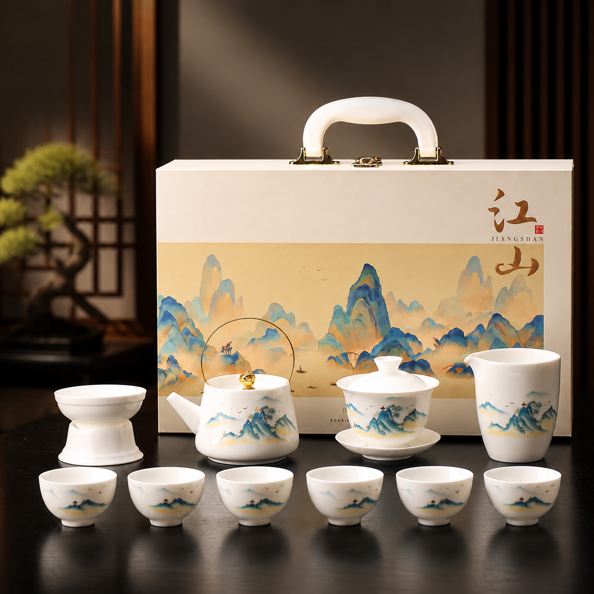 Jiangshan Mountain and River Ceramic Tea Set — image 1