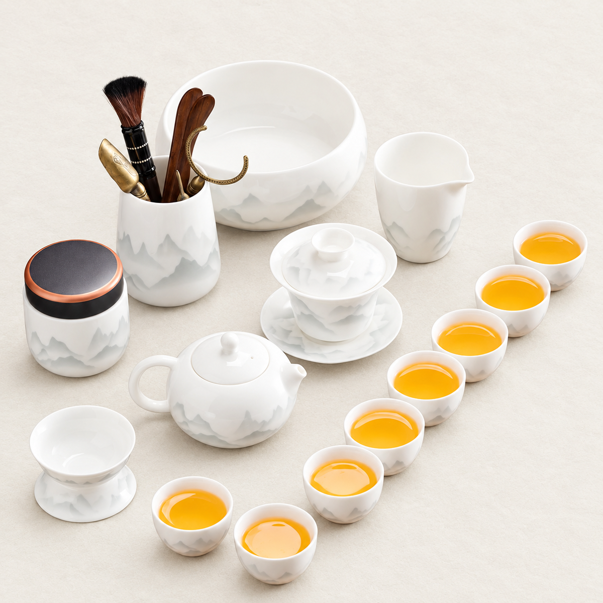 Ink-Landscape Porcelain Gongfu Tea Set — image 1