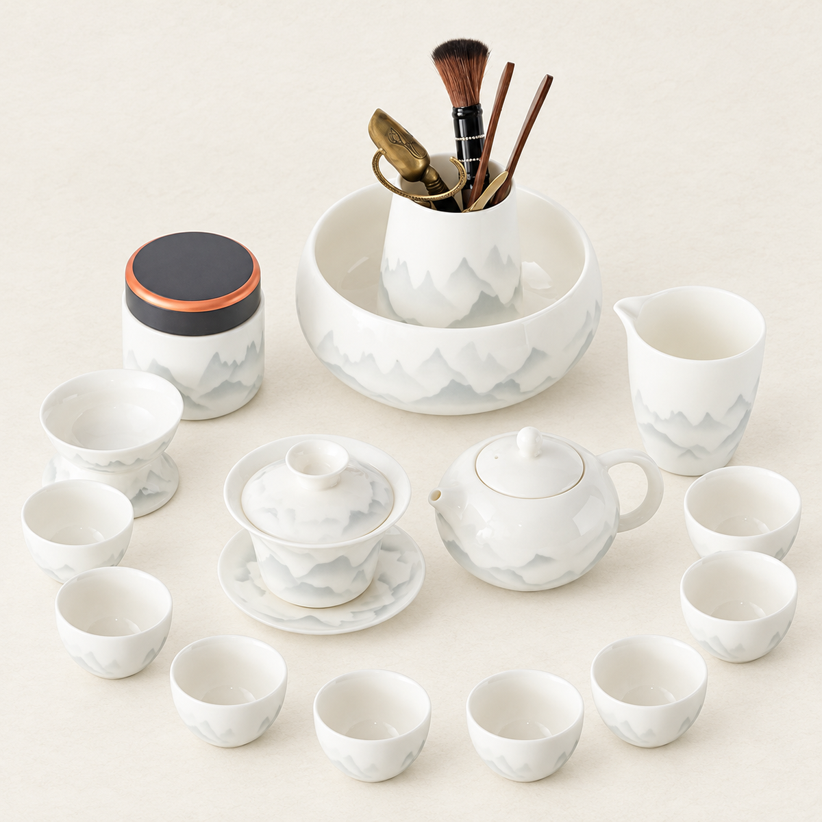 Ink-Landscape Porcelain Gongfu Tea Set — image 5