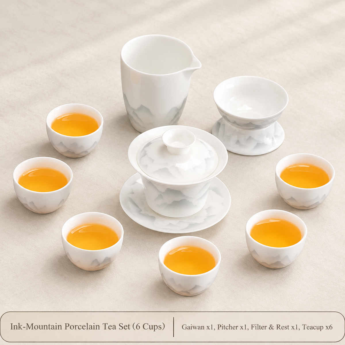 Ink-Landscape Porcelain Gongfu Tea Set — image 9