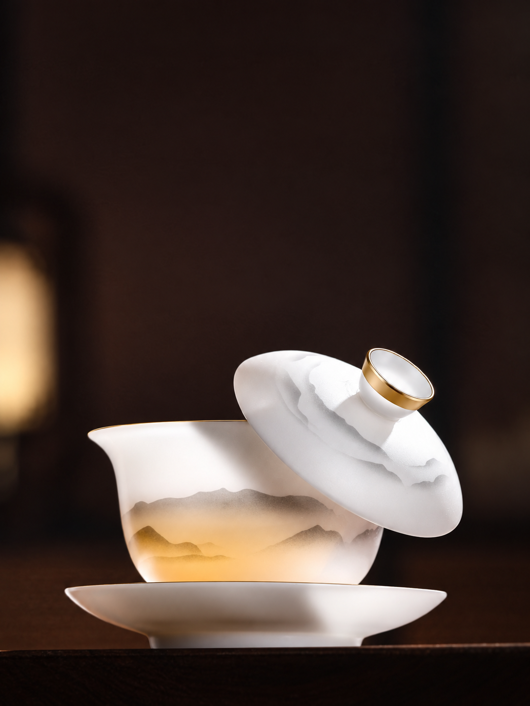 Ink Landscape and Blue Floral Ceramic Gongfu Tea Sets — image 4