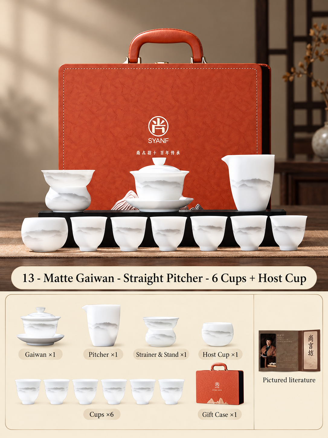 13 - Matte Gaiwan - Straight Pitcher - 6 Cups + Host Cup