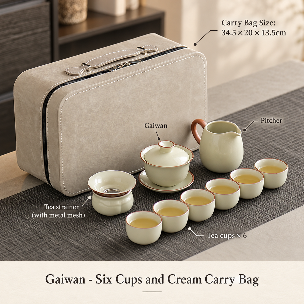 Gaiwan - Six Cups and Cream Carry Bag