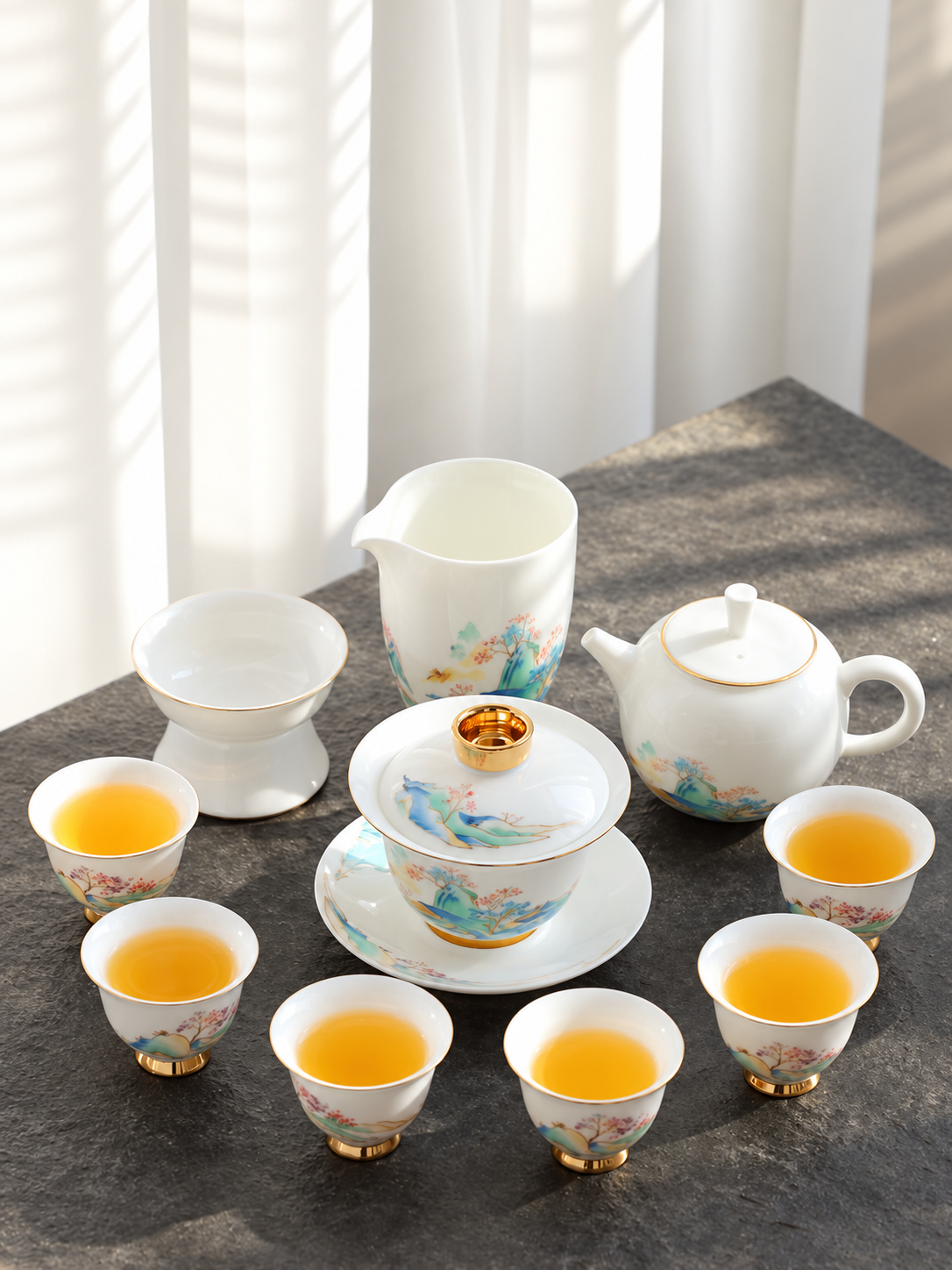 Gold-Accent Porcelain Gongfu Tea Sets — image 5