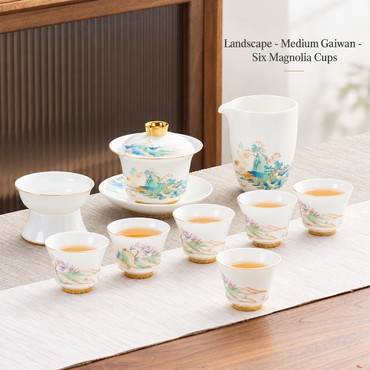 Landscape - Medium Gaiwan - Six Magnolia Cups