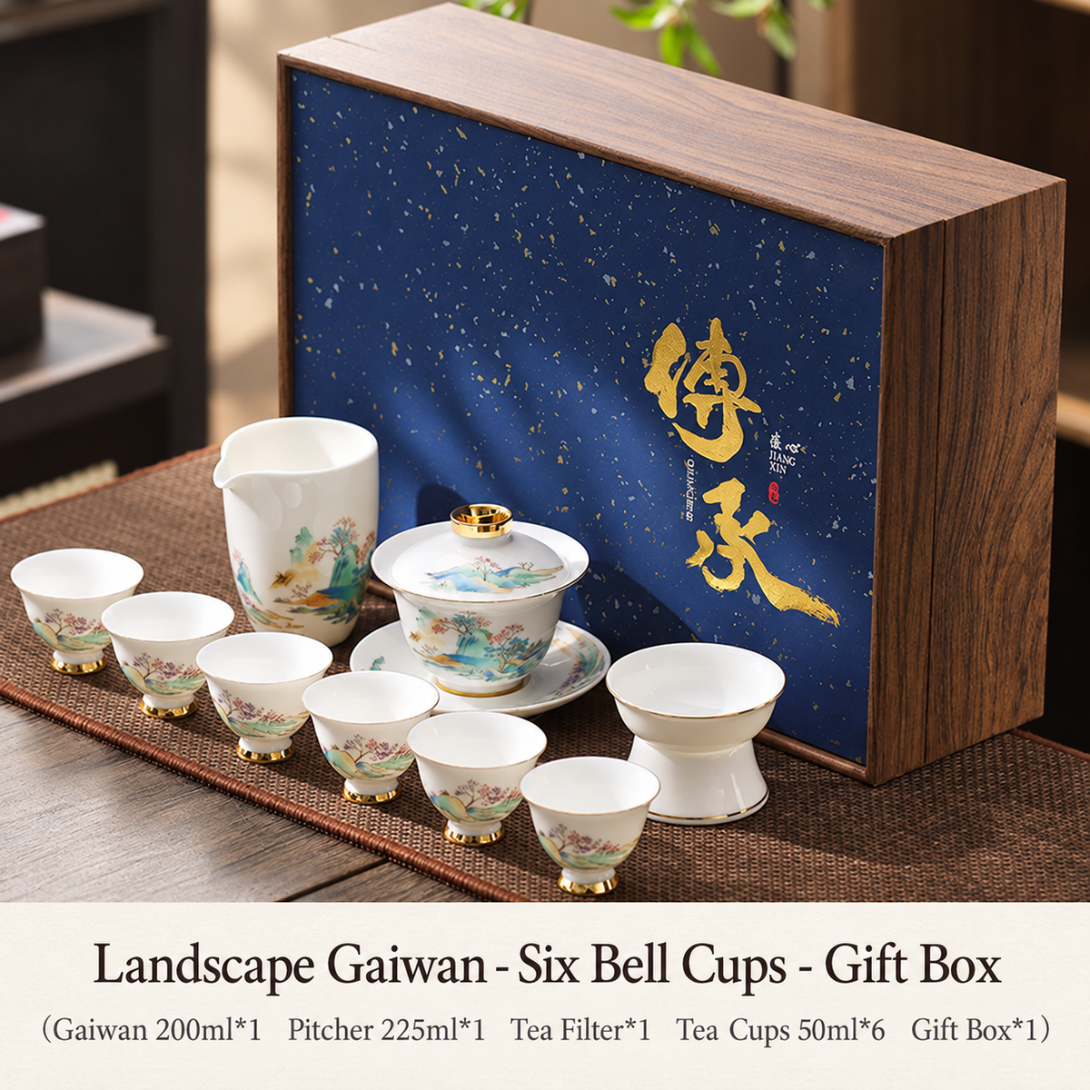 Landscape Gaiwan - Six Bell Cups - Gift Box