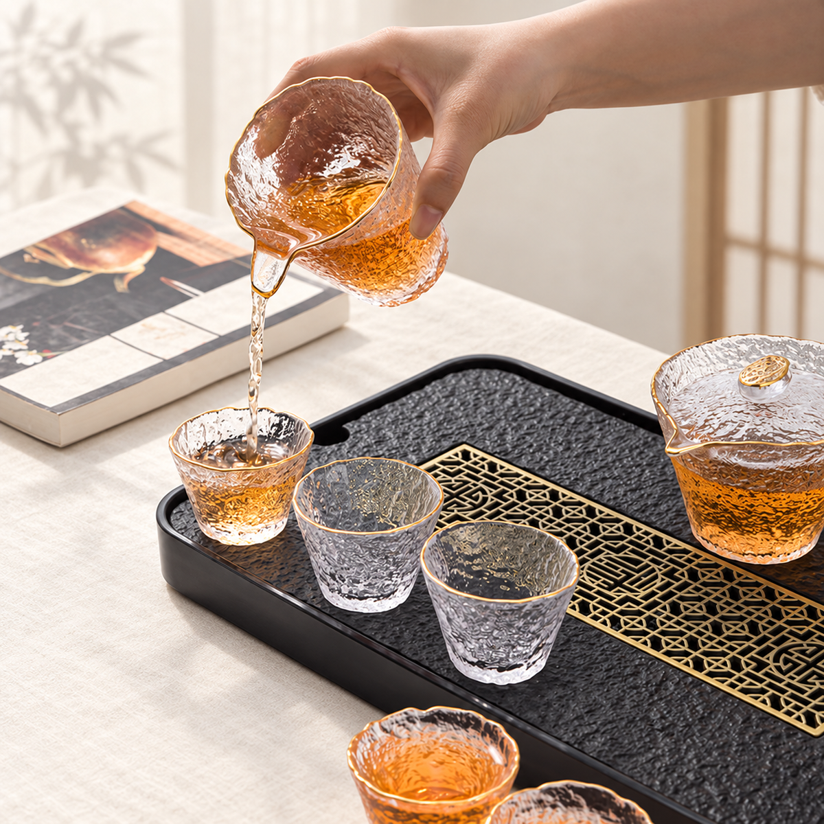 Textured Glass Tea Sets — image 4